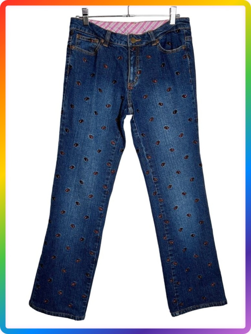 Lilly Pulitzer Scottie Dog Embroidered Jeans RUNS LARGE SIZE 4 Blue Straight 30